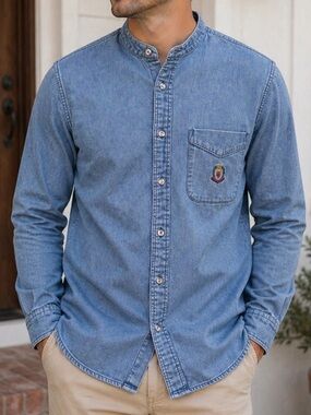 Men’s Medium Hunt Club Blue Textured Button Down Shirt